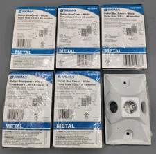6 PACKS Sigma Outlet Box Cover Three Hole 1/2" 14373WH Metal All Weather White