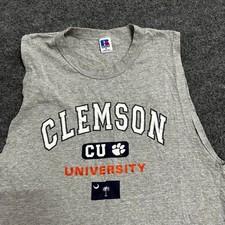 Russell Athletic Muscle Tee Mens Size M Gray Clemson University USA Made Vintage