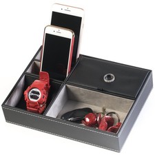 Huji Mens Black Leatherette Jewelry / Valet T...