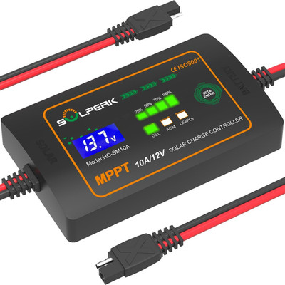SOLPERK 10A 12V MPPT Solar Charge Controller with LCD Display, Intelligent Solar