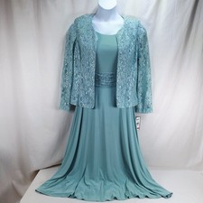 NWT Jessica Howard Sea Foam Green Maxi 2 Piece Dress Lace Jacket Sz 10
