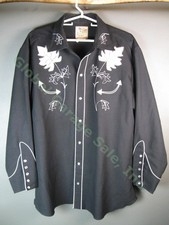 1970s H Bar C Ranchwear Eldorado Mapleton Black Rockabilly Honky Tonk Shirt