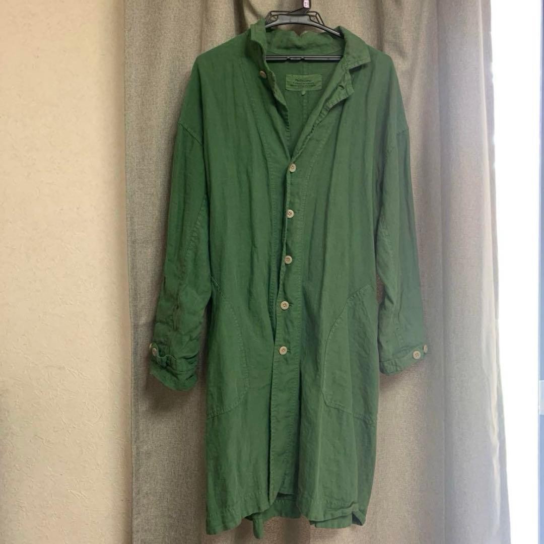 Veritecoeur Long One Piece Dress Green Khaki Linen Free Size New