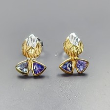 Orecchini fatti a mano in tanzanite naturale argento sterling 925 /E133132