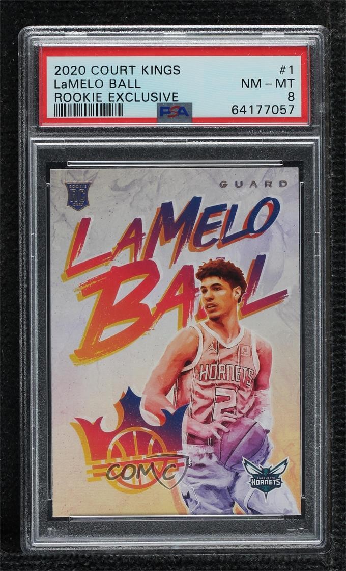 2020-21 Panini Court Kings Rookie Exclusive Lamelo Ball #1 PSA 8 RC 11y2