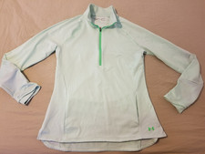 Womens Under Armour Half Zip Sweater L Large Green Athletic Gym Workout