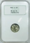 1944 D MERCURY DIME! NGC MS66 FB! VINTAGE HOLDER! GORGEOUS! STUNNING! NR #P1643