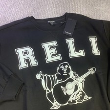 Image of True Religion BF Crew Neck Fashion Pullover Sweatshirt Jet Black XL NWT