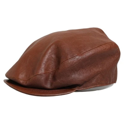 Chapeau DOLCE & GABBANA homme cuir d'agneau marron tissu Newsboy Capello 57... - Photo 1/4