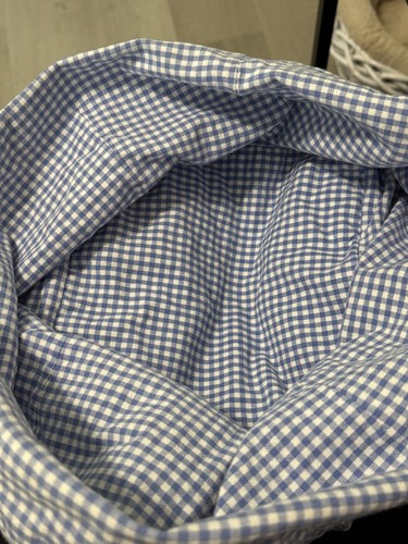 Pottery Barn Kids White Sabrina Wicker Basket 12x12x10 with Blue Gingham liner - Picture 8 of 8