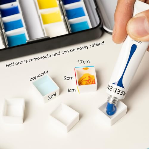 Empty Watercolor Paint Palette: Travel Water Color Palette Tin with 12 Half - Bild 4 von 6