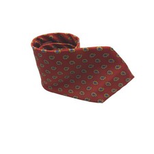 XMI Mens Red Silk Paisley Floral Medallion Necktie Hand Made in USA