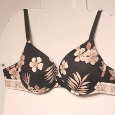 VS Pink Wear Everywhere Wired Push-Up Black and Tan Floral size 34DD