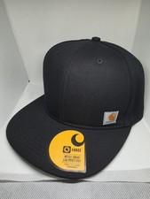 Carhartt Black Canvas Firm Duck Flat Brim Hat Cap Snapback New