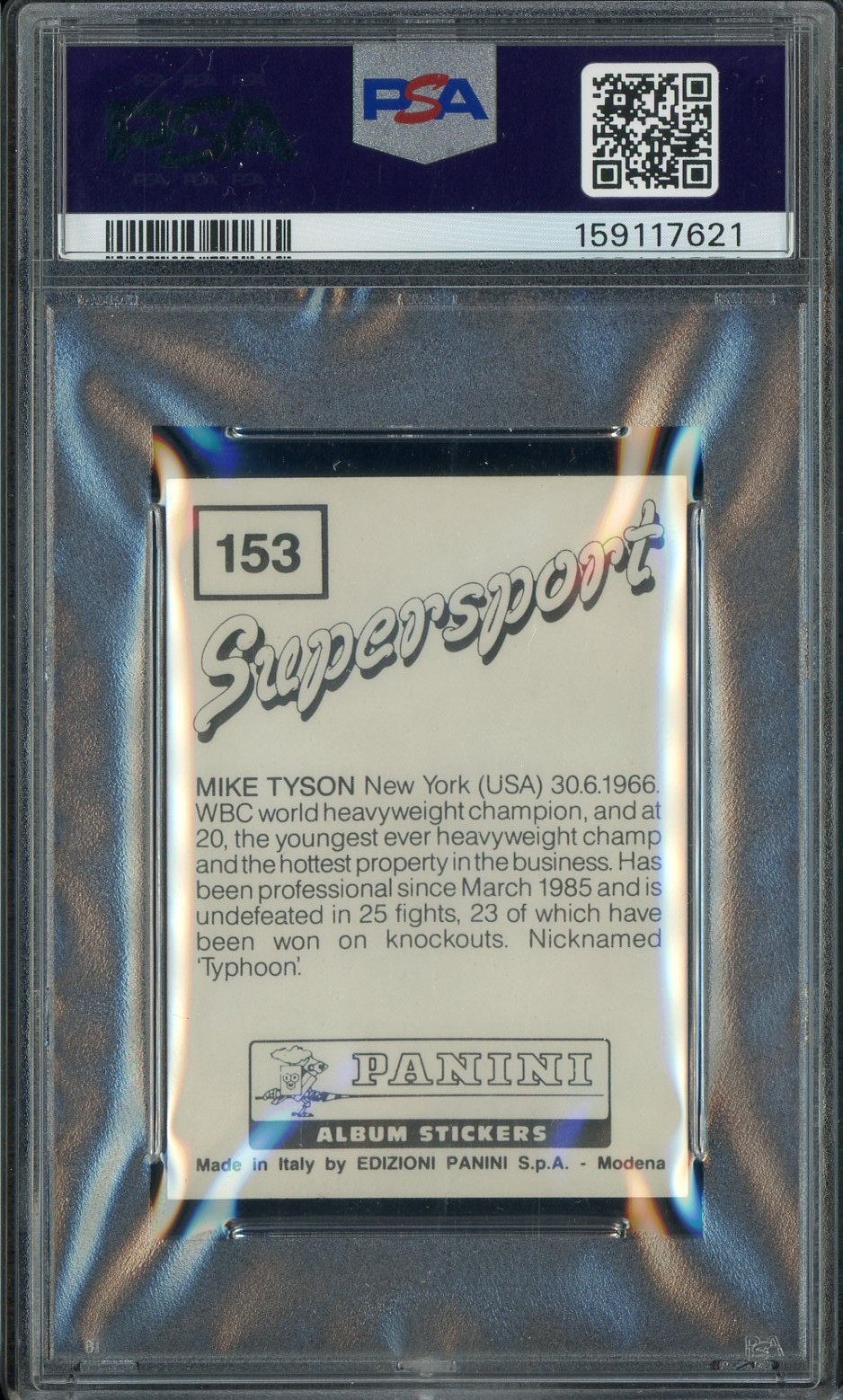 1987 Panini Supersport UK Boxing #153 Mike Tyson PSA 3 VG view 2
