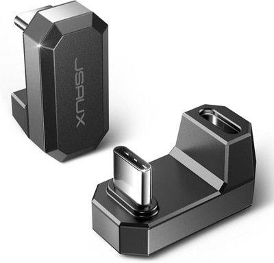 JSAUX 180° USB C Male to USB C Female Adapter 2 Pack, 180 Degree Type C