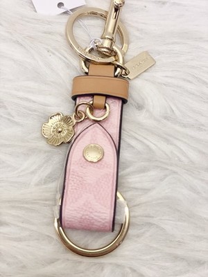 NWT Coach Trigger Snap Bag Charm In Signature Canvas With Heart