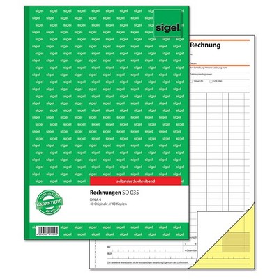 sigel Formularbuch ''Rechnung'' A4 2 x 40 Blatt selbstdurchschreibend