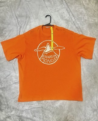 Moncler Genius Roc Nation Logo Men's Orange Cotton Jersey Graphic T-Shirt