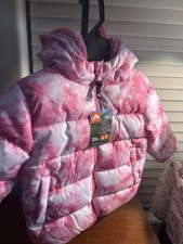 OZARK TRAIL LITTLE GIRLS JACKET SZ 2T, PINK TIE DYE, PUFFER STYLE WITH HOOD, NEW
