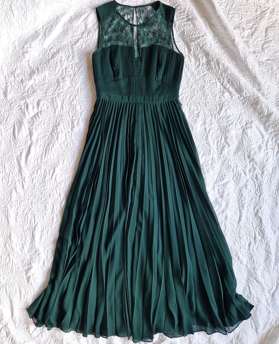 green emerald velvet dress Classic Fit and Flare Wool Dress  Dark Green Midi with Pleated Skirt   Xiaolizi