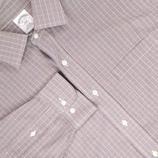Brooks Brothers Shirt Mens 16 2/3 Black Red Houndstooth Slim Fit Non-Iron