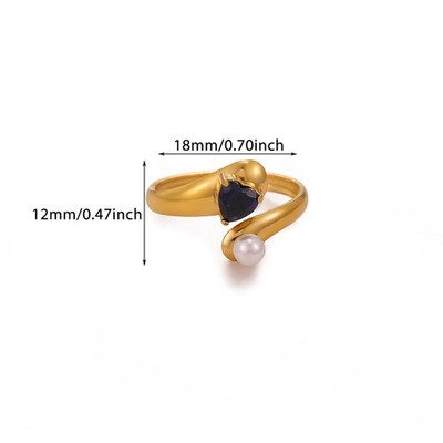 Französischer Eleganter Naturstein Ring Vintage 18K Vergoldet Edelstahl...