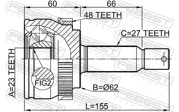 Fits FEBEST 1210-TUC20A48 EXTERNAL CV JOINT HYUNDAI TUCSON 04: -OCT 2 ⭐UK Stock⭐