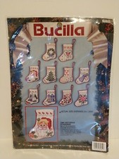 VTG Bucilla "TINY VICTORIAN STOCKINGS" Cross Stitch Christmas Kit NOS 82842