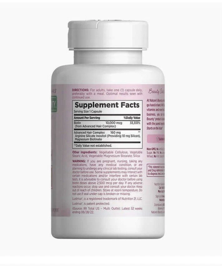 Nature's Bounty Optimal Solutions crescimento de cabelo 90 cápsulas, cabelo mais grosso e cheio - Imagem 2 de 4