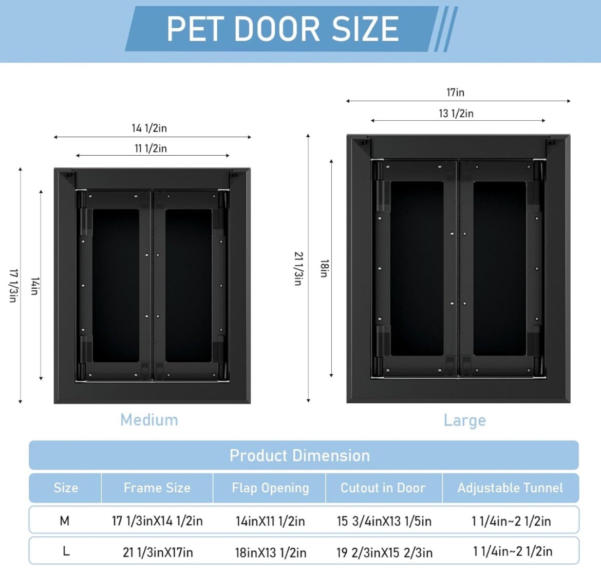 PATAPLUS Luxurious Locking Dog Doors,Aluminum Frame,Durable Swing Large