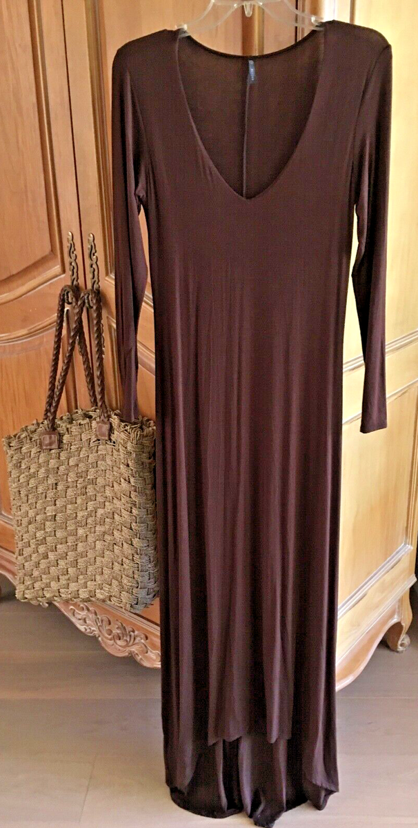 brown jersey knit dress Soft RILLER Maxi Size (1) small May be worn with beaded formal navy blue tube dress Size:64 Long