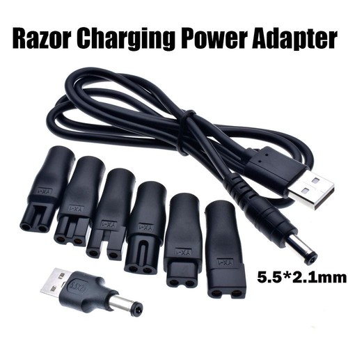 Charging Cable USB to 2-Prong Plug Charger Jack Razor Connector Power Adapter