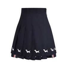 Thom Browne Women's Spring New Pleated Puppy Embroidery Pleated Short Skirt