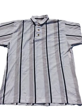 Cutter And Buck Shirt Mens Large White Striped Casual Short Sleeve Polo Shirt 
