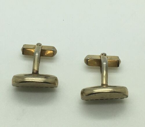 Vintage Swank Art Deco Cufflinks Blue Gold Tone Something Blue Oval Shape - 第 2/3 張圖片