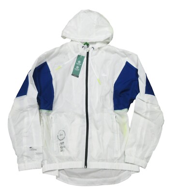 Lacoste Men's White Lightweight Packable Full Zip Hooded Jacket