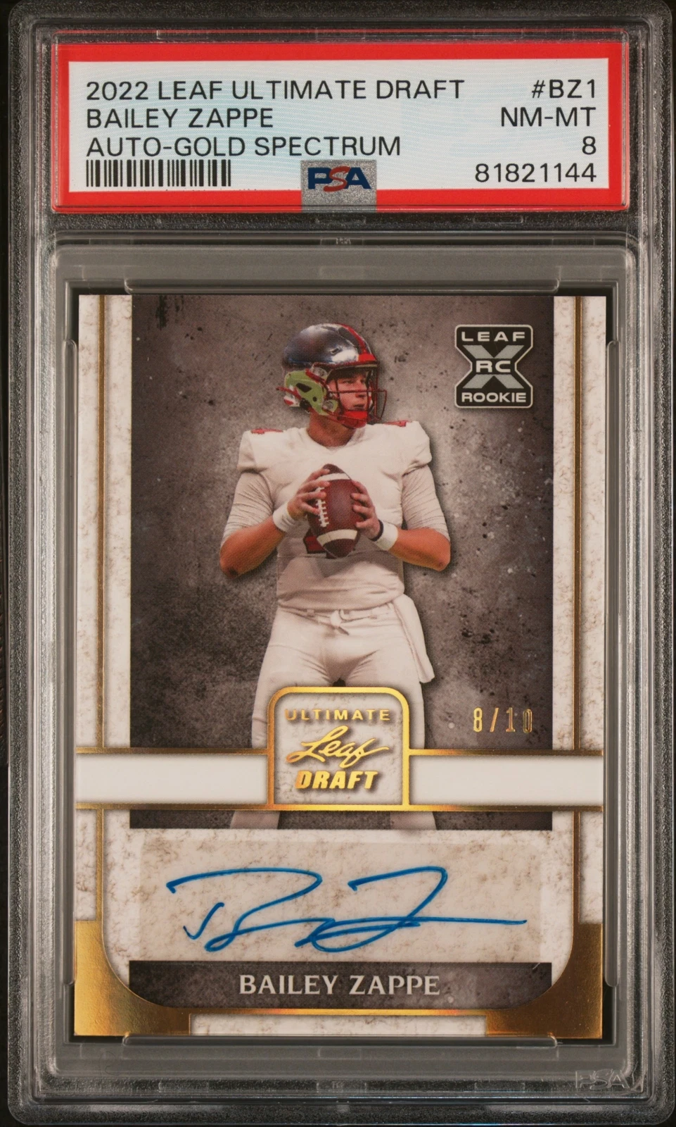 Bailey Zappe Leaf Ultimate Draft Autographs #BZ1 Gold Spectrum