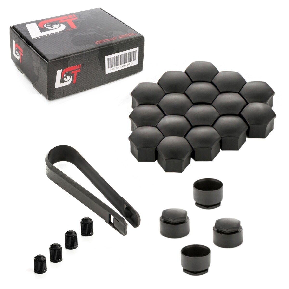 20X Wheel Nut Caps Nut Locking Screw Set 17Mm Black For LANCIA