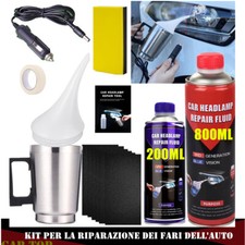 Kit Lucidatura Polimero 200+800ml Pulizia Rinnova Fari Elimina Graffi Fanali