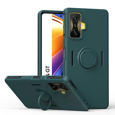 For Xiaomi Poco F4 GT, Luxury Shockproof KickStand Ring Holder Soft Case Cover