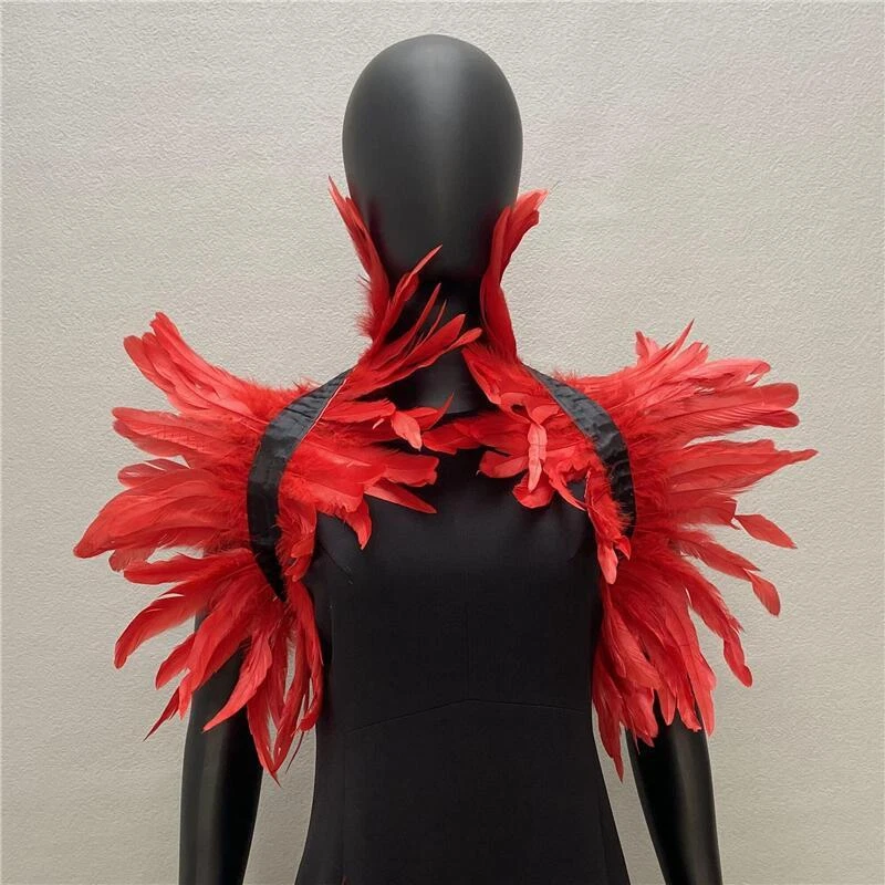 Nuevo Halloween Mujeres Pluma Encogerse de hombros Mantón Envolvente para el Hombro Capa Cuello Gótico Varios Foto 2 de 4