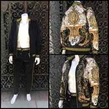 Men's Black Velour Fashion Reversible Tracksuit Runs very Small