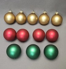 Vintage Mercury Glass Red Gold Green 2  Ball Christmas Ornaments (12) W. Germany
