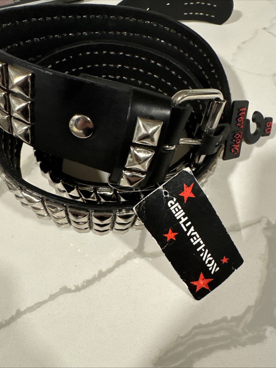 Hot Topic Unisex Adult's Three Row Pyramid Studded Belt