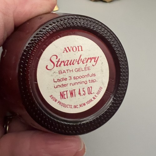 Vtg 70s Avon Koffee Klatch Field Flowers Empty And Strawberry Bath Gelee Full - Picture 4 of 7