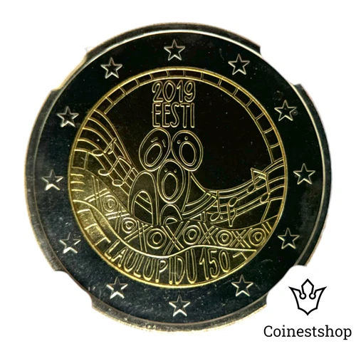 2019 Estonia €2 Euro Bi Metallic Coin NGC MS 67 Estonia Song Festival