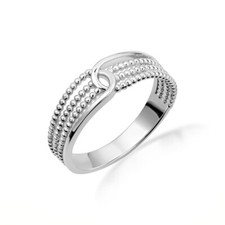.925 Sterling Silver Intertwined Beaded Triple Band Ring