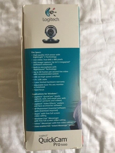 Logitech QuickCam Pro 5000 USB Camera Boxed Unused - Image 4 of 4
