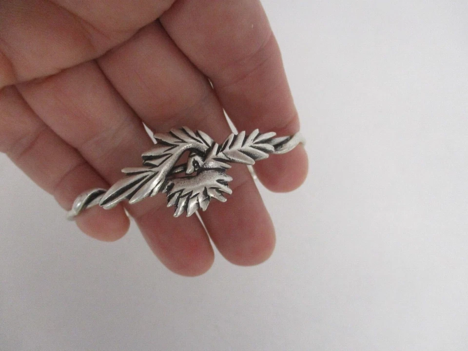 PULSERA BRAZALETE PLUMAS HOJA HELECHO PLATA ALEX & ANI Foto 2 de 3